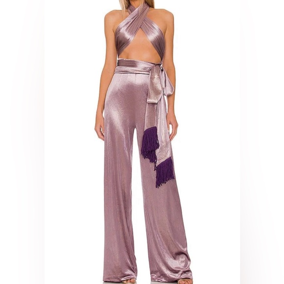 Bronx and Banco NWT Lilac Velvet Jumpsuit size XS - Picture 1 of 12